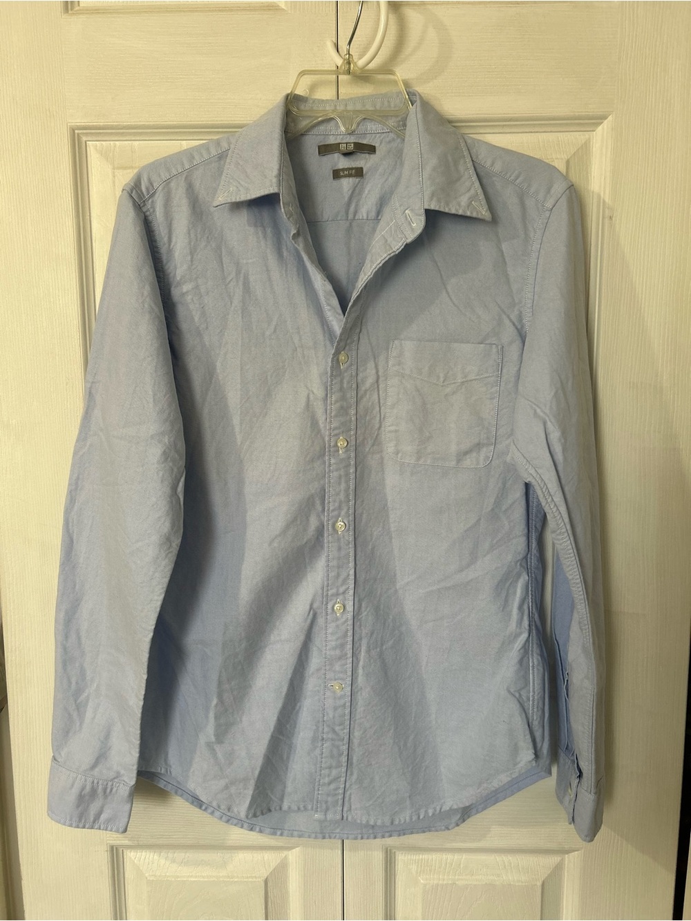 Uniqlo Light Blue Men's Long-Sleeve Dress Shirt slim fit size S